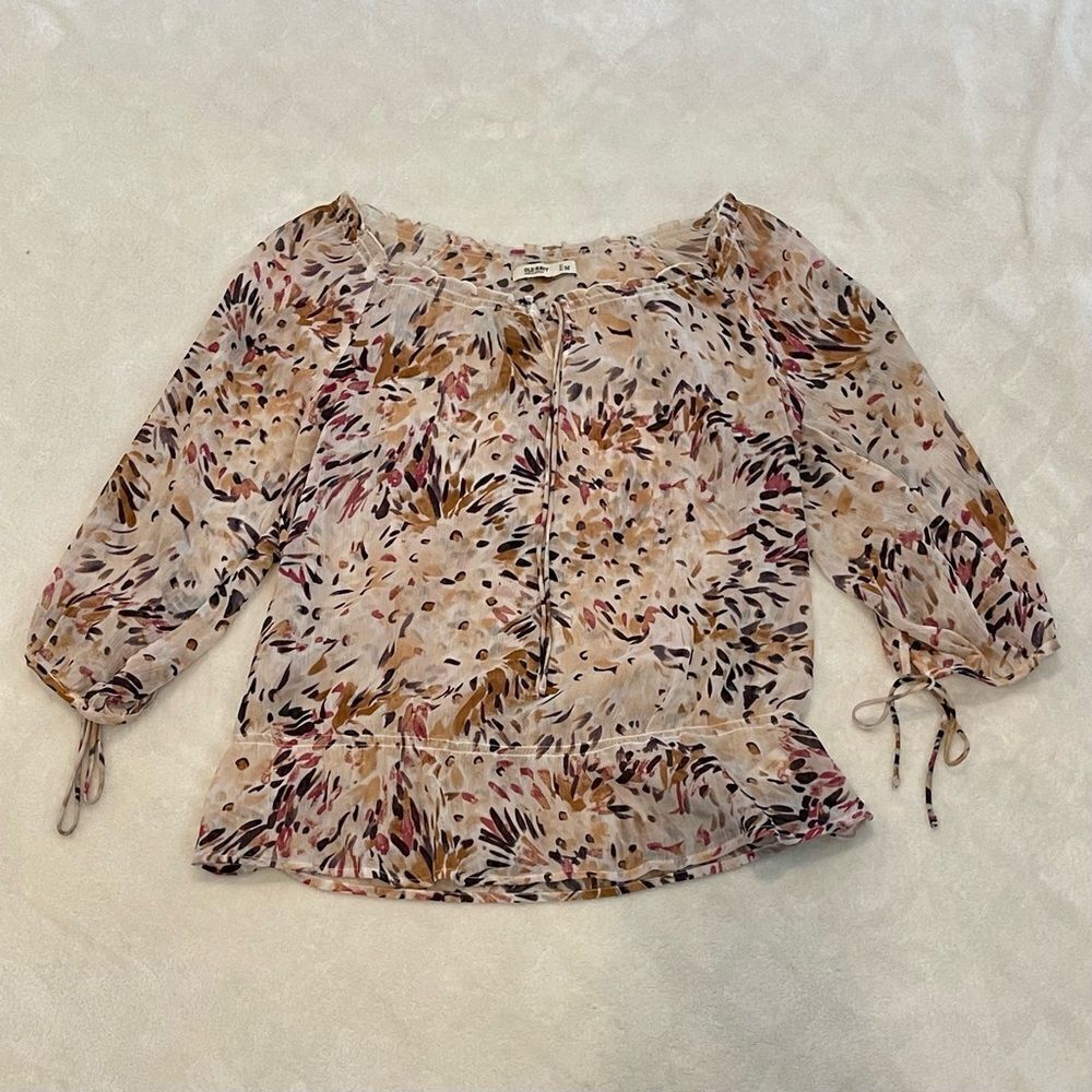 Old Navy Floral Peasant Top Blouse M
